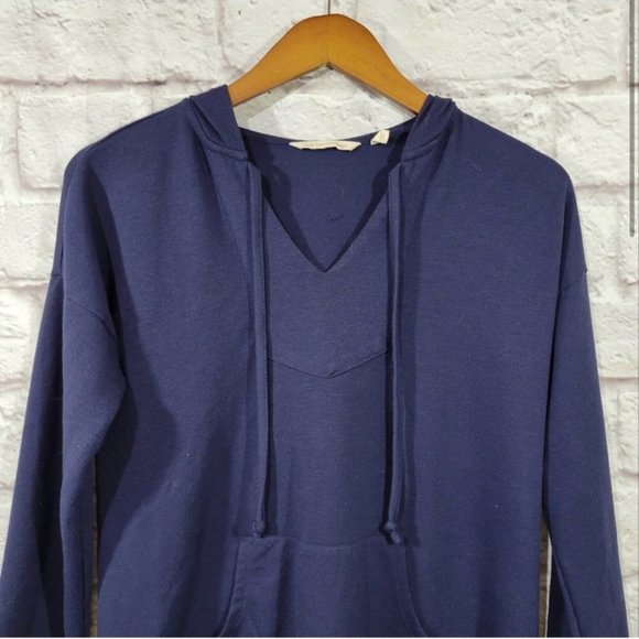 Soft Surroundings Navy Blue Hi Low Hem Hooded Pullover Sweater XSmall Petite - Picture 4 of 13